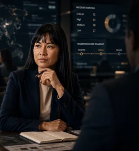 Executive considering complex information in a technology-enabled setting.
